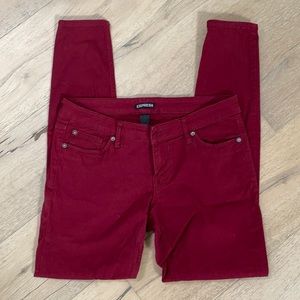 Express Burgundy Skinny Jeans